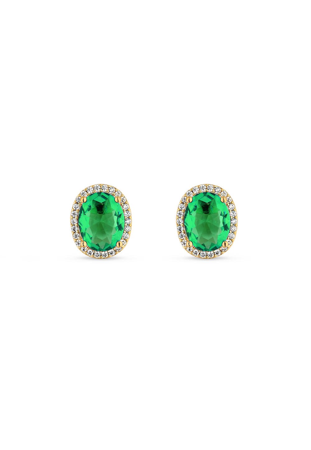 Brincos Semijoia Trio Verde e Zircônia Ouro 18k