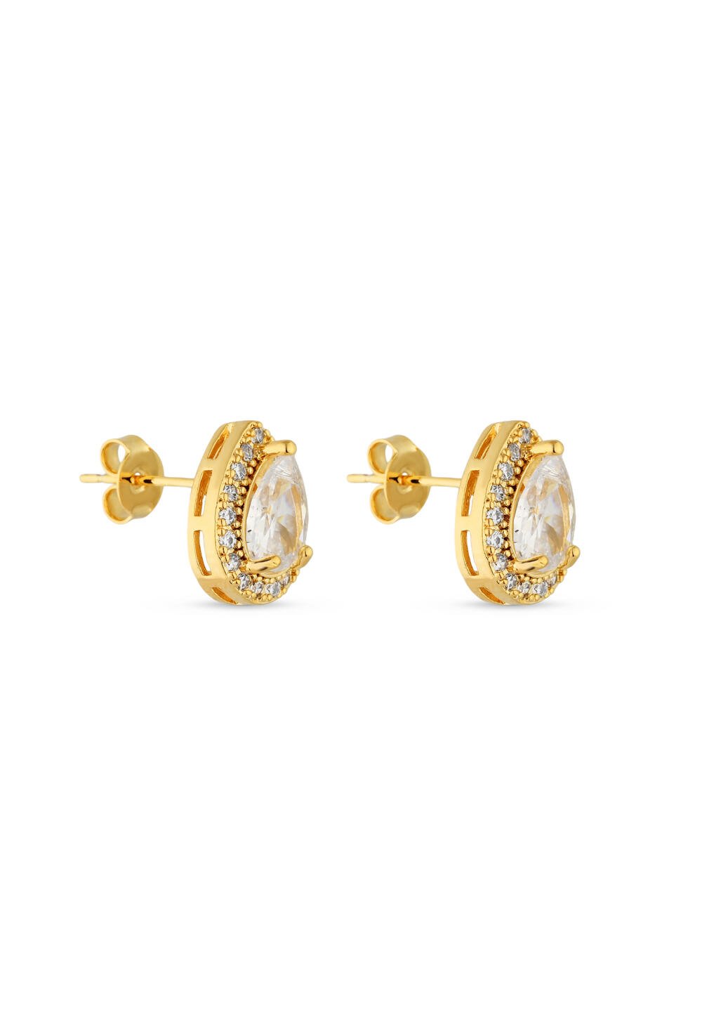 Brinco Gota Cristal e Zircônias Ouro 18k Dourado 2