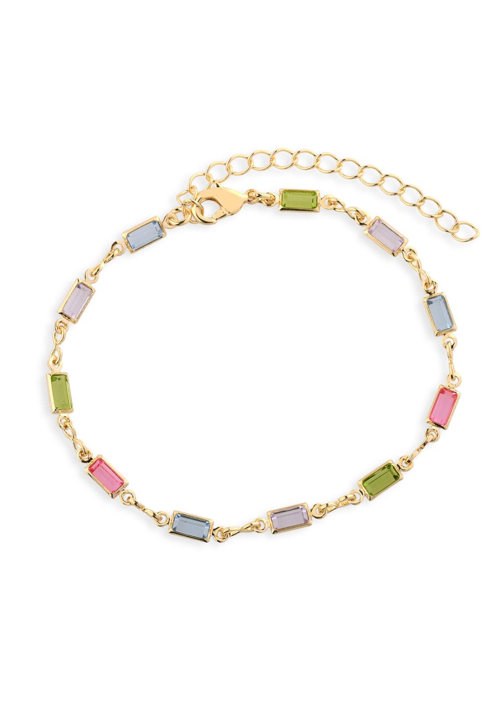 Pulseira Retangular Colorida Banhada a Ouro 18k