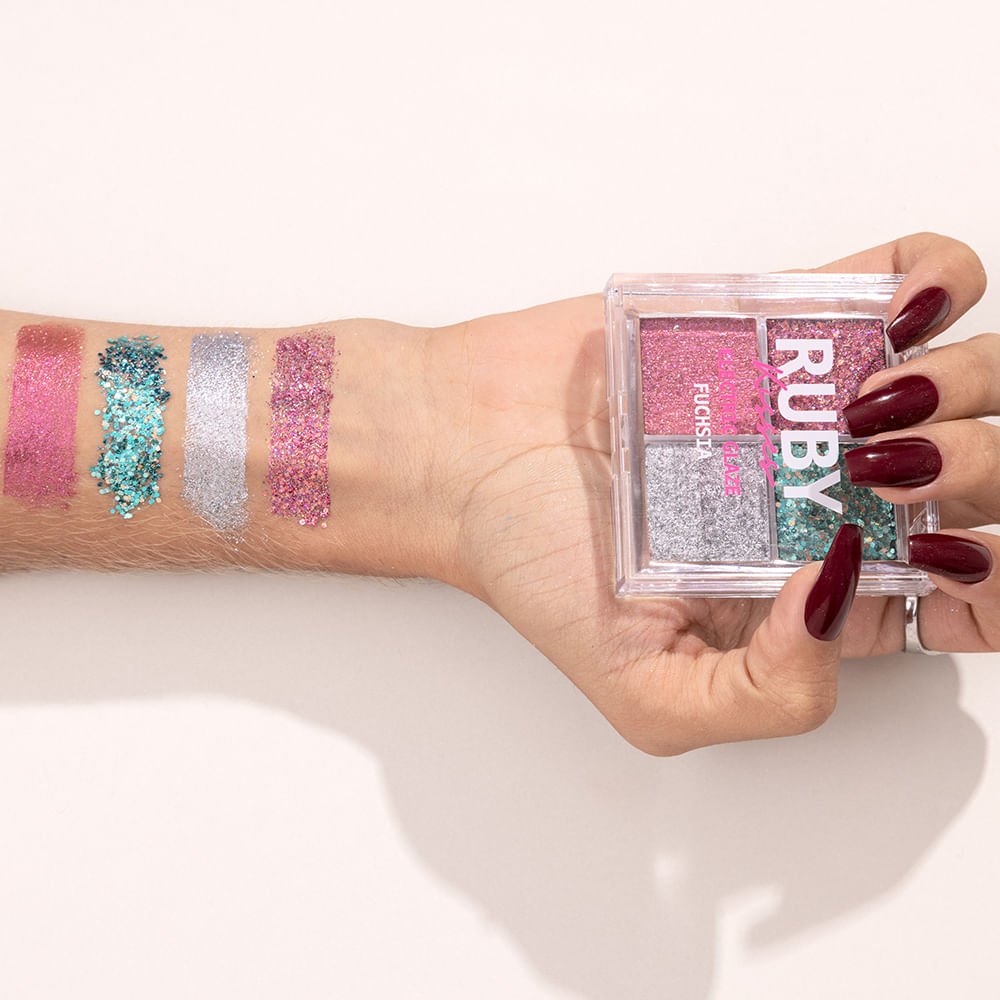 Paleta de Sombras Glitter Fuchsia - Ruby Kisses Fúcsia 4