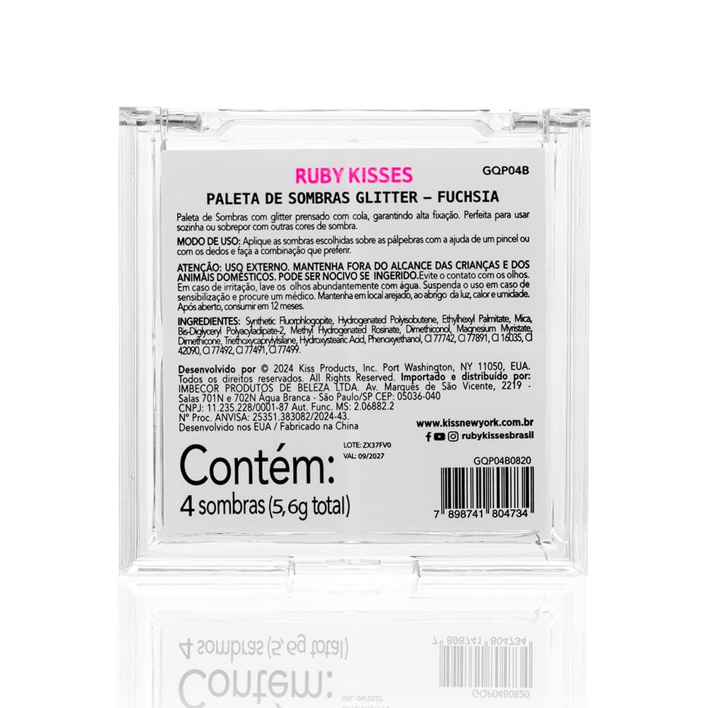 Paleta de Sombras Glitter Fuchsia - Ruby Kisses Fúcsia 7