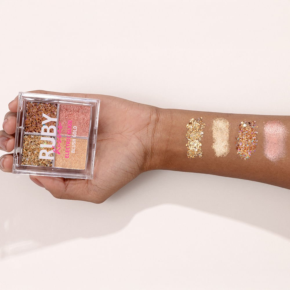 Paleta de Sombras Glitter Blush Gold - Ruby Kisses Marrom 4