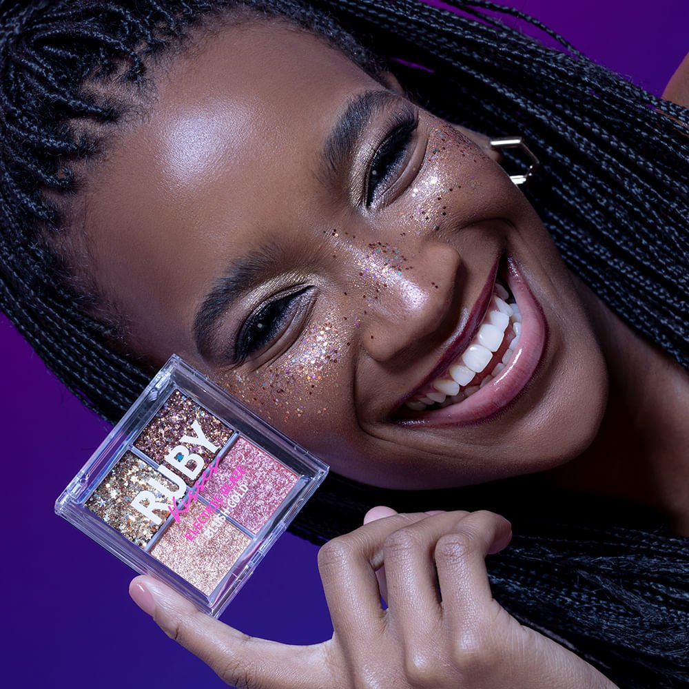 Paleta de Sombras Glitter Blush Gold - Ruby Kisses Marrom 7