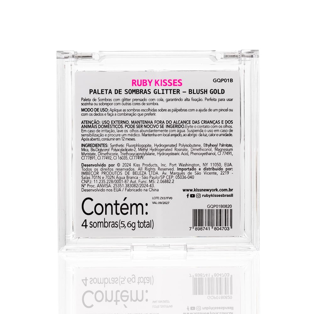 Paleta de Sombras Glitter Blush Gold - Ruby Kisses Marrom 8