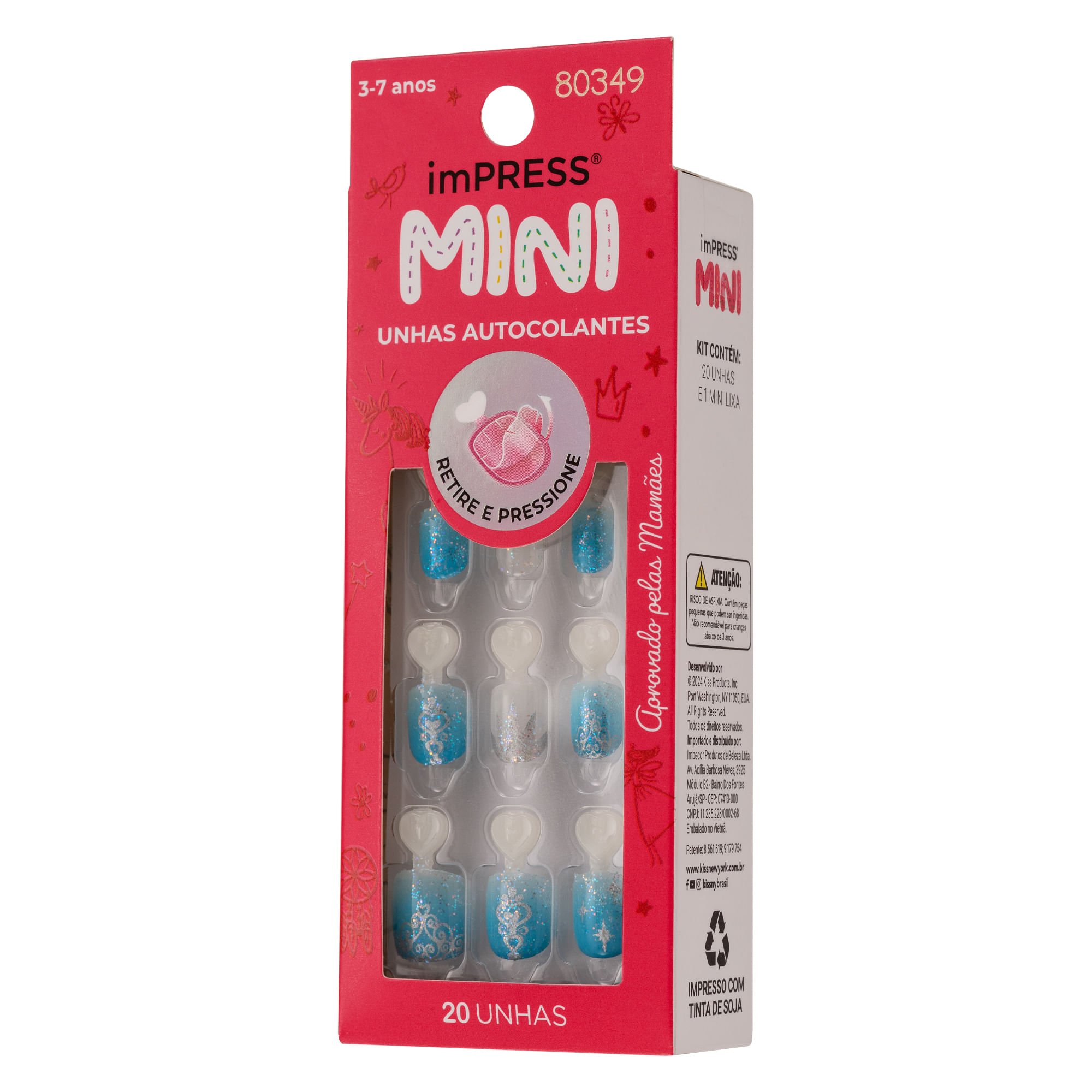 Unha Postiça imPress Mini Infantil Nighttime - Kiss New York ÚNICO 10