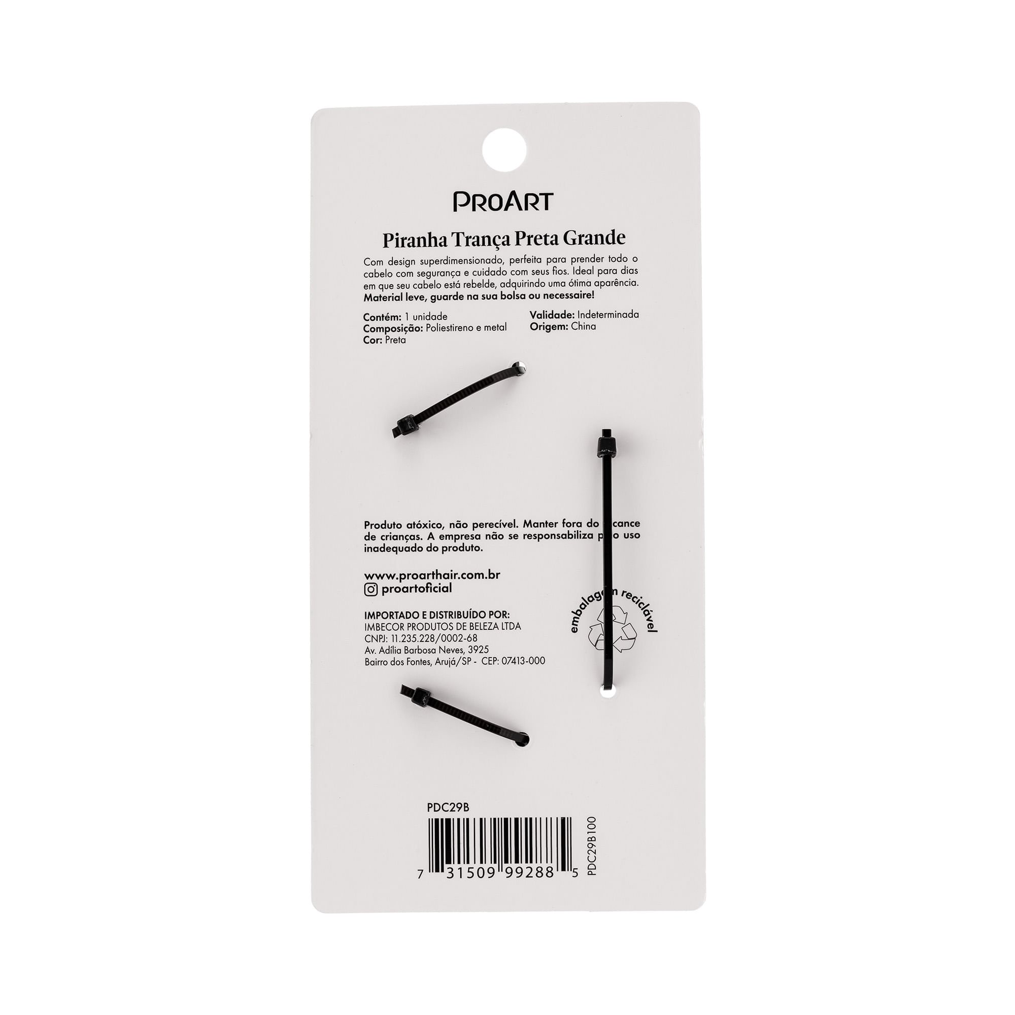 Piranha Trança Preta Grande - ProArt Preto 5