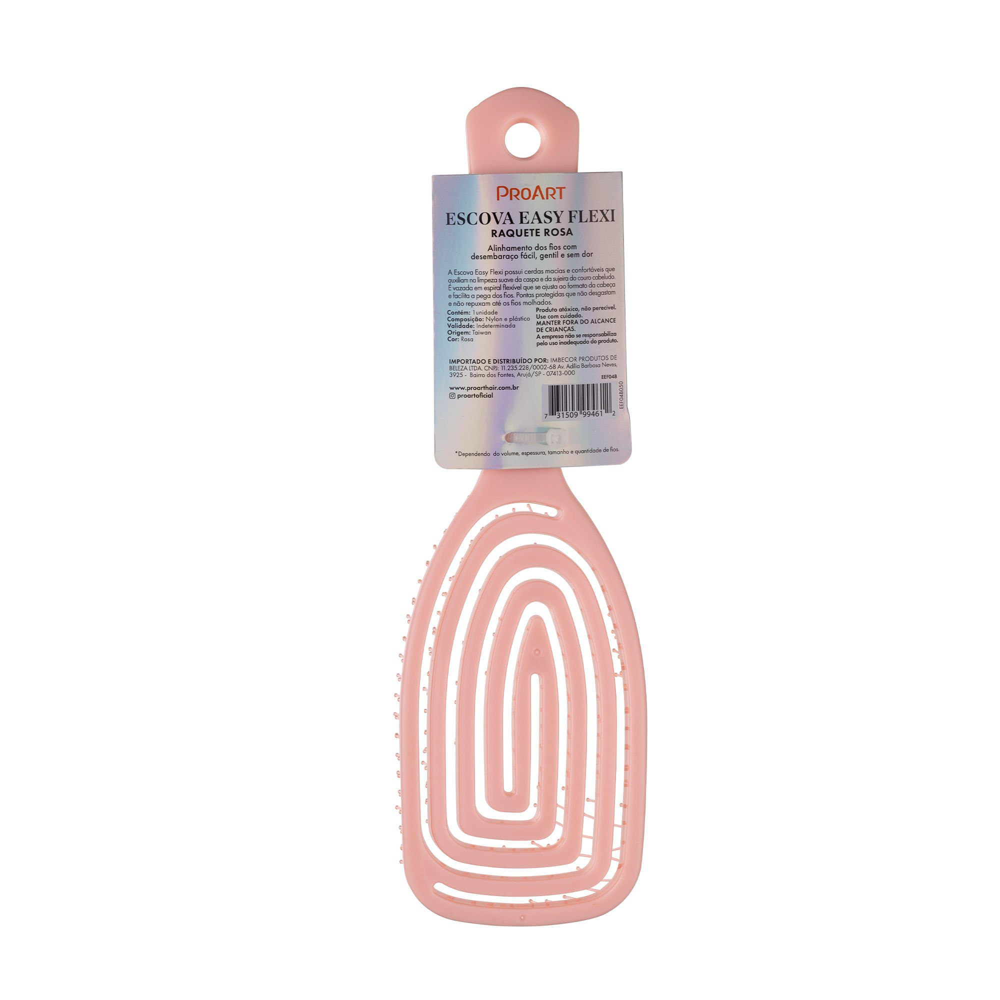 Escova Raquete Easy Flexi - ProArt Rosa 4