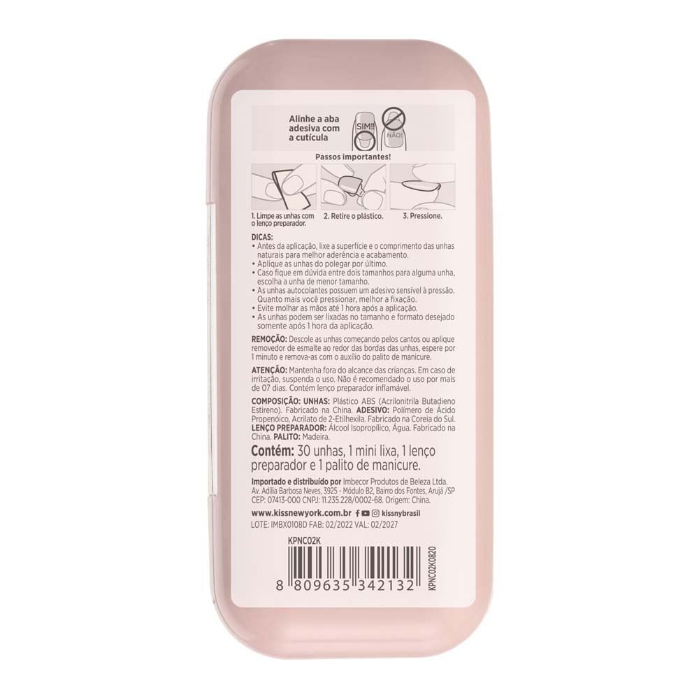 Unha Postiça Autocolante Press&Go Grapefruit Ade - Kiss New York Grapefruit Ade 4