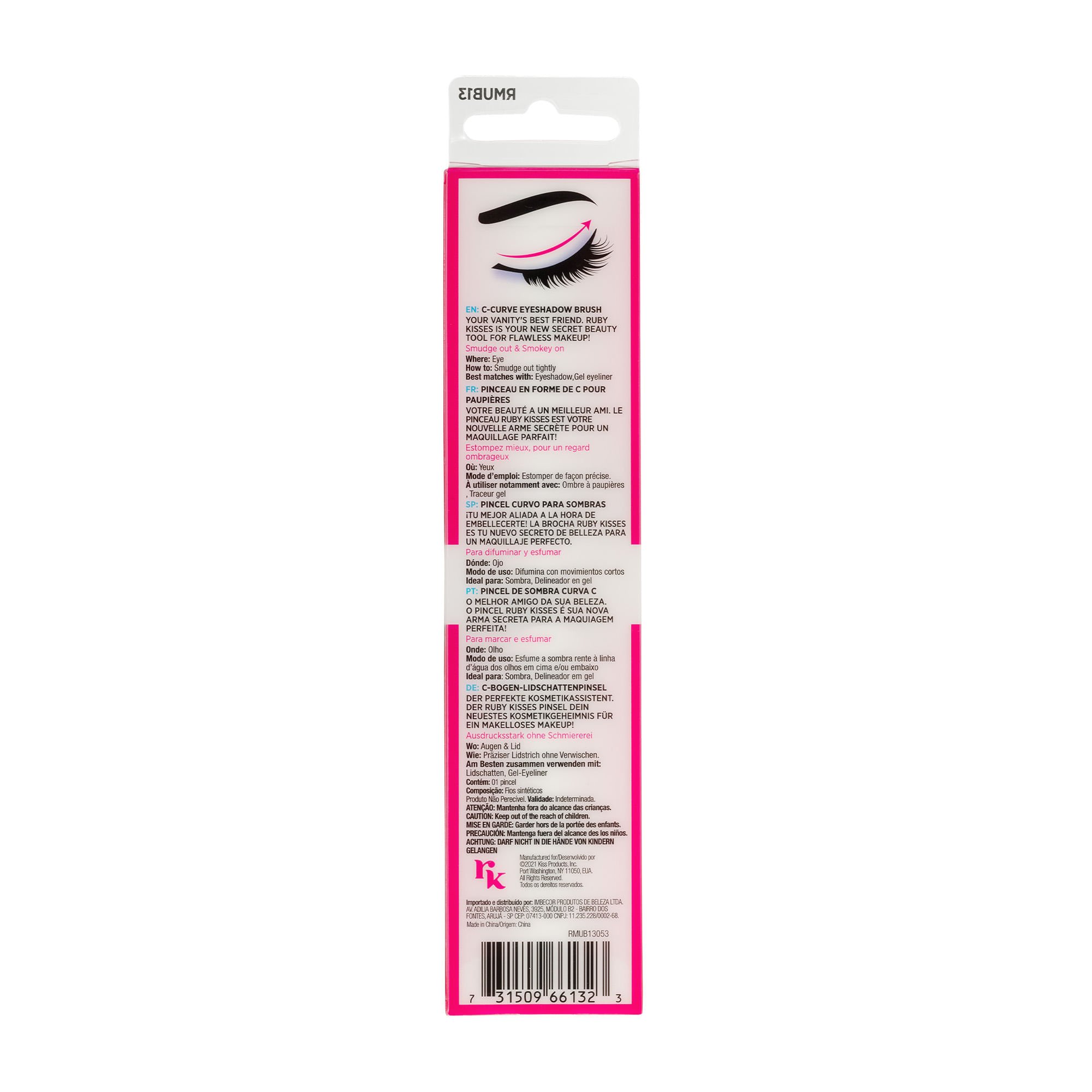 Pincel para Sombra Curvo - Ruby Kisses Rosa/Branco 4