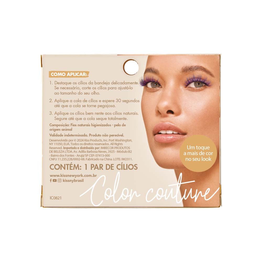 Cílios Postiços i-ENVY Color Couture Real Mink Full Colored Purple - Kiss New York Roxo 3