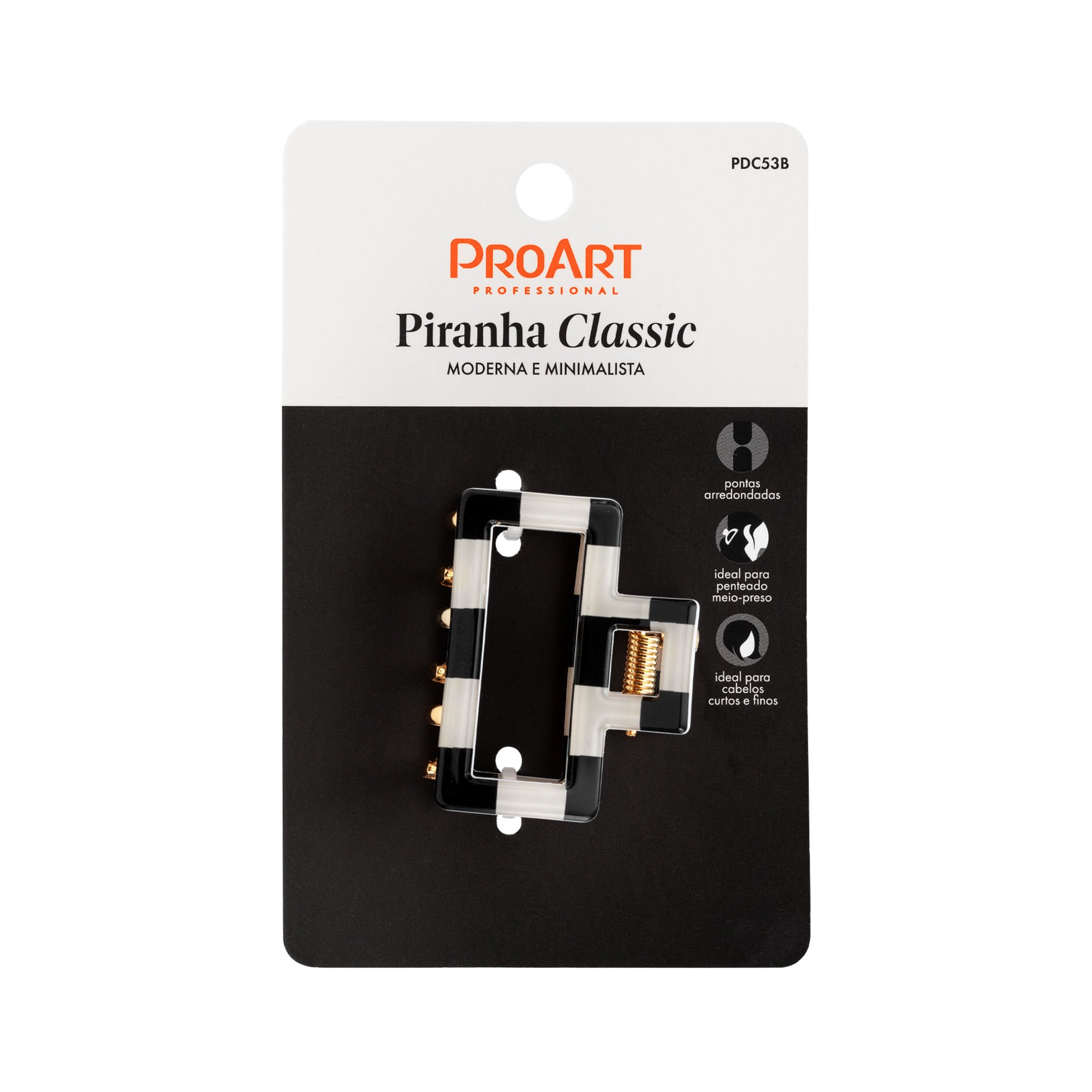 Piranha de Cabelo Classic Preta e Branca - ProArt Preto/Bege 5