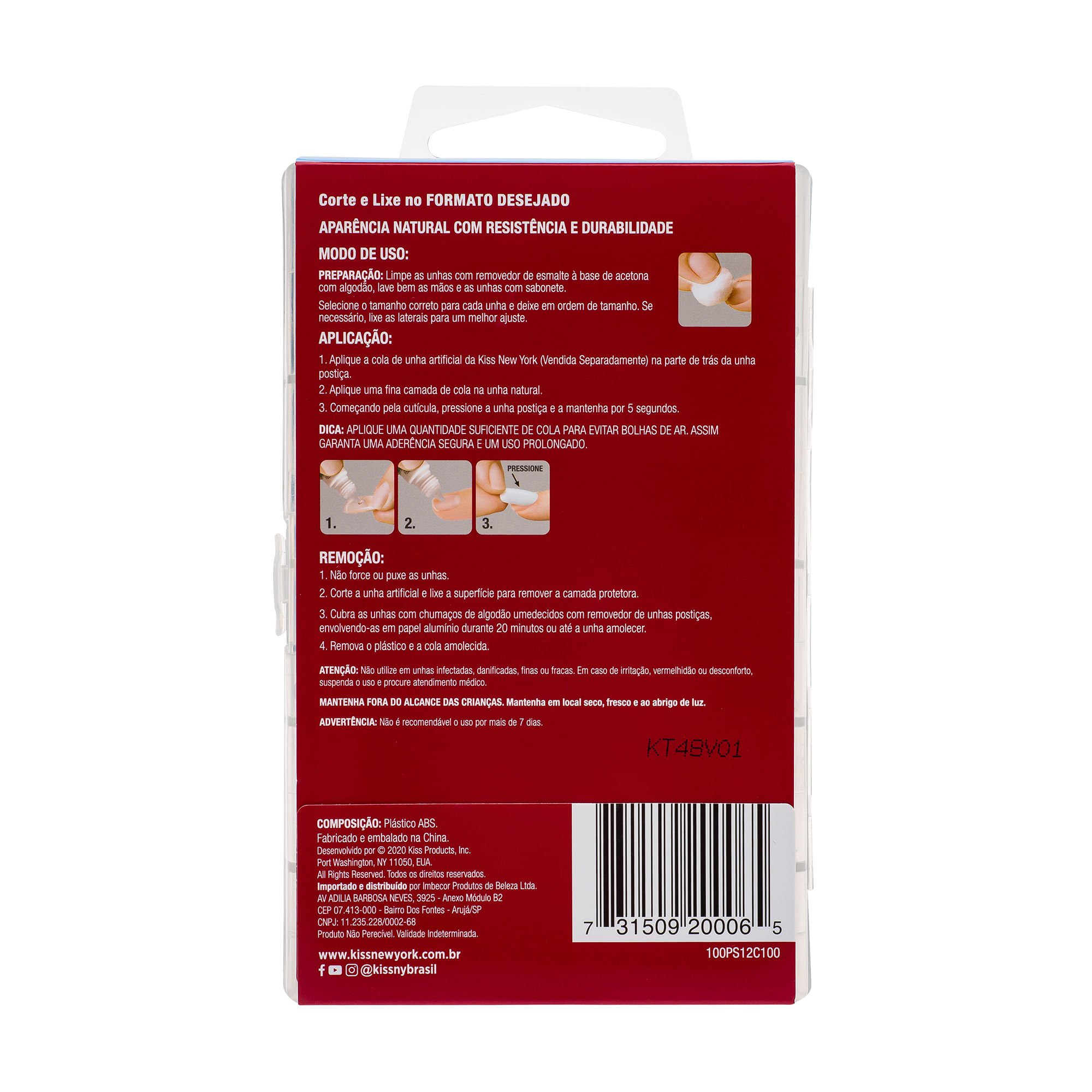 Unhas Postiças Quadradas Pacote Econômico com 100 Unidades Médio - Kiss New York ÚNICO 5
