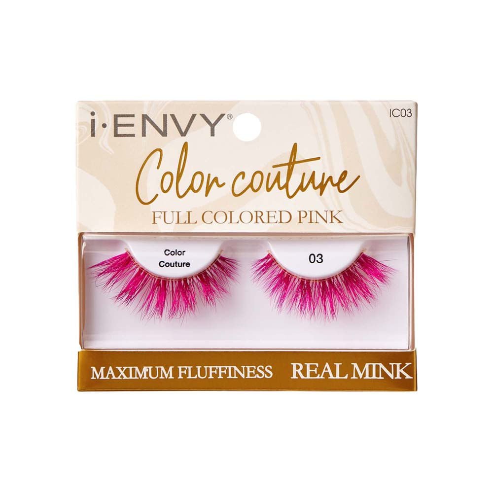 Cílios Postiços i-ENVY Color Couture Real Mink Full Colored Pink - Kiss New York Rosa 1
