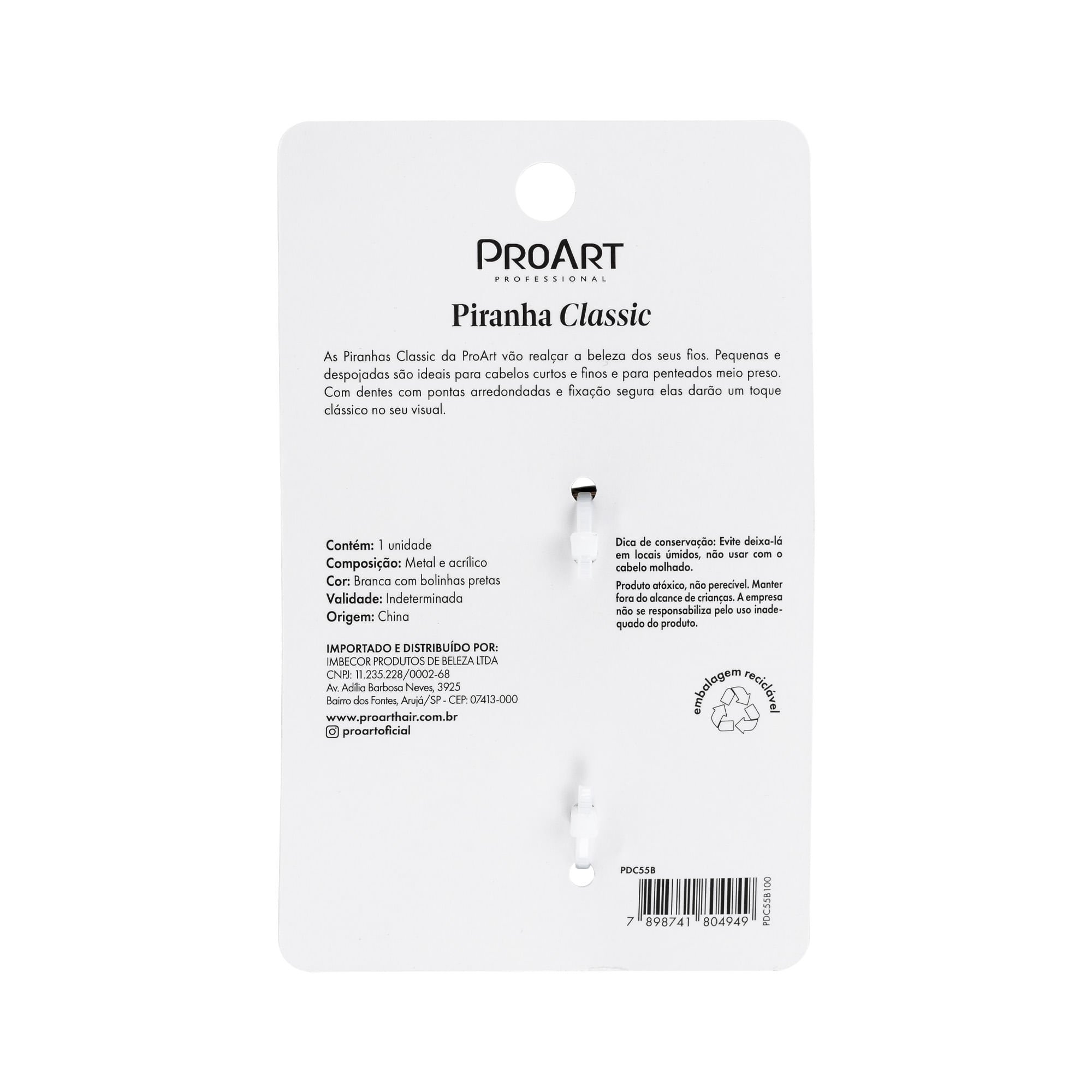 Piranha de Cabelo Classic Bolinhas - ProArt Bege/Preto 5