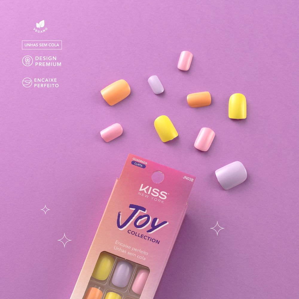 Unha Postiça Joy Collection Candy Colors - Kiss New York ÚNICO 3