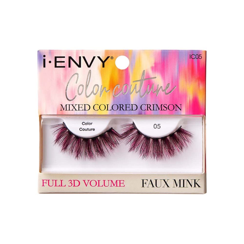 Cílios Postiços i-ENVY Color Couture Faux Mink Mixed Colored Crimson - Kiss New York ÚNICO 1
