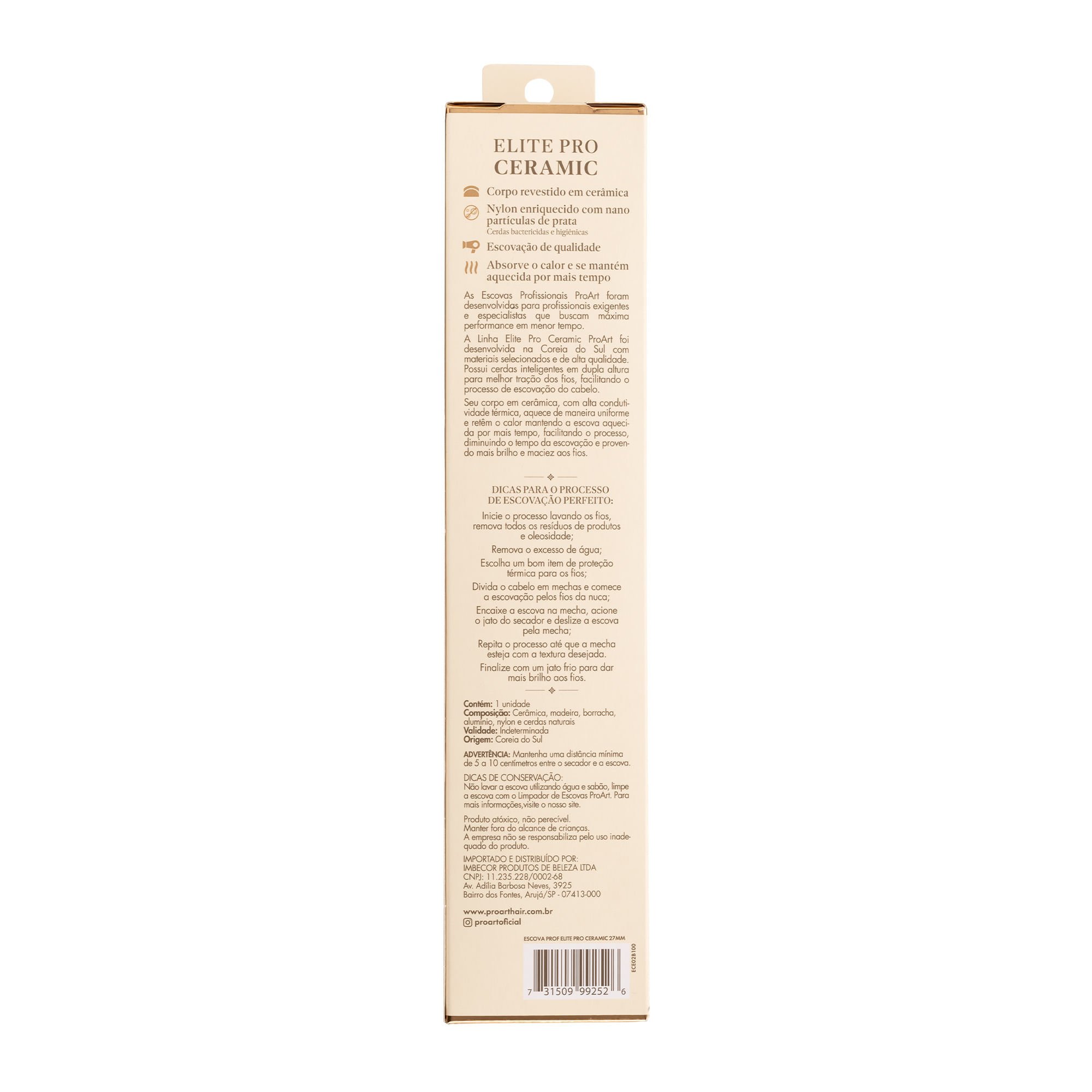 Escova Profissional Cerâmica Elite Pro 27mm - ProArt Cinza/Laranja 4