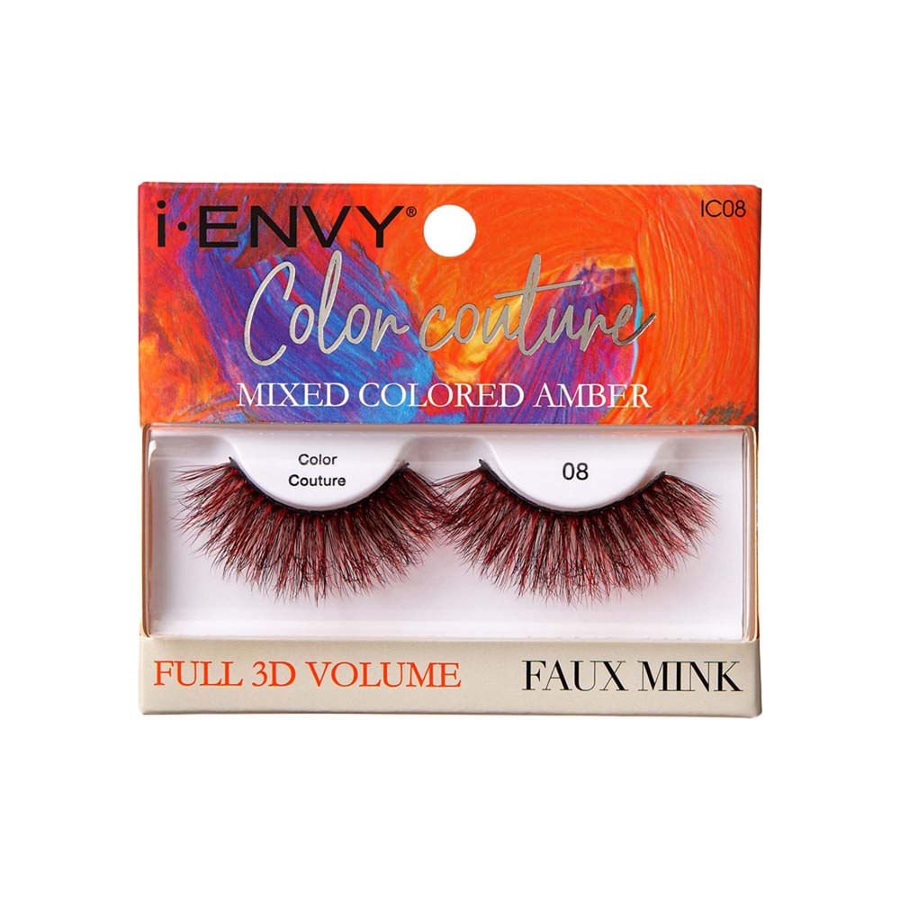 Cílios Postiços i-ENVY Color Couture Faux Mink Mixed Colored Amber - Kiss New York Vermelho 1