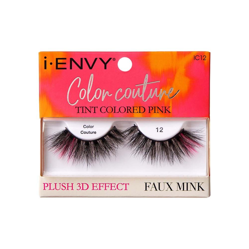 Cílios Postiços i-ENVY Color Couture Faux Mink Tint Colored Pink - Kiss New York Preto/Rosa 1