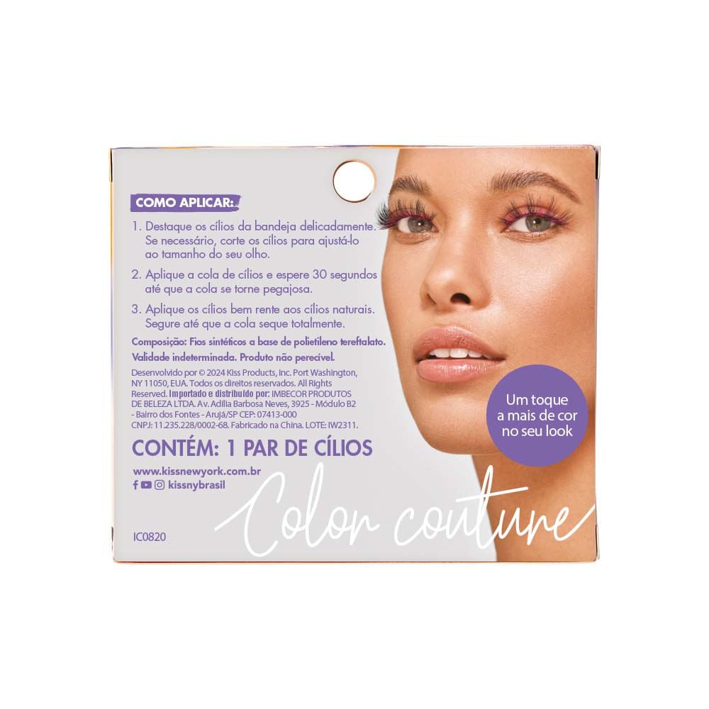 Cílios Postiços i-ENVY Color Couture Faux Mink Tint Colored Pink - Kiss New York Preto/Rosa 3