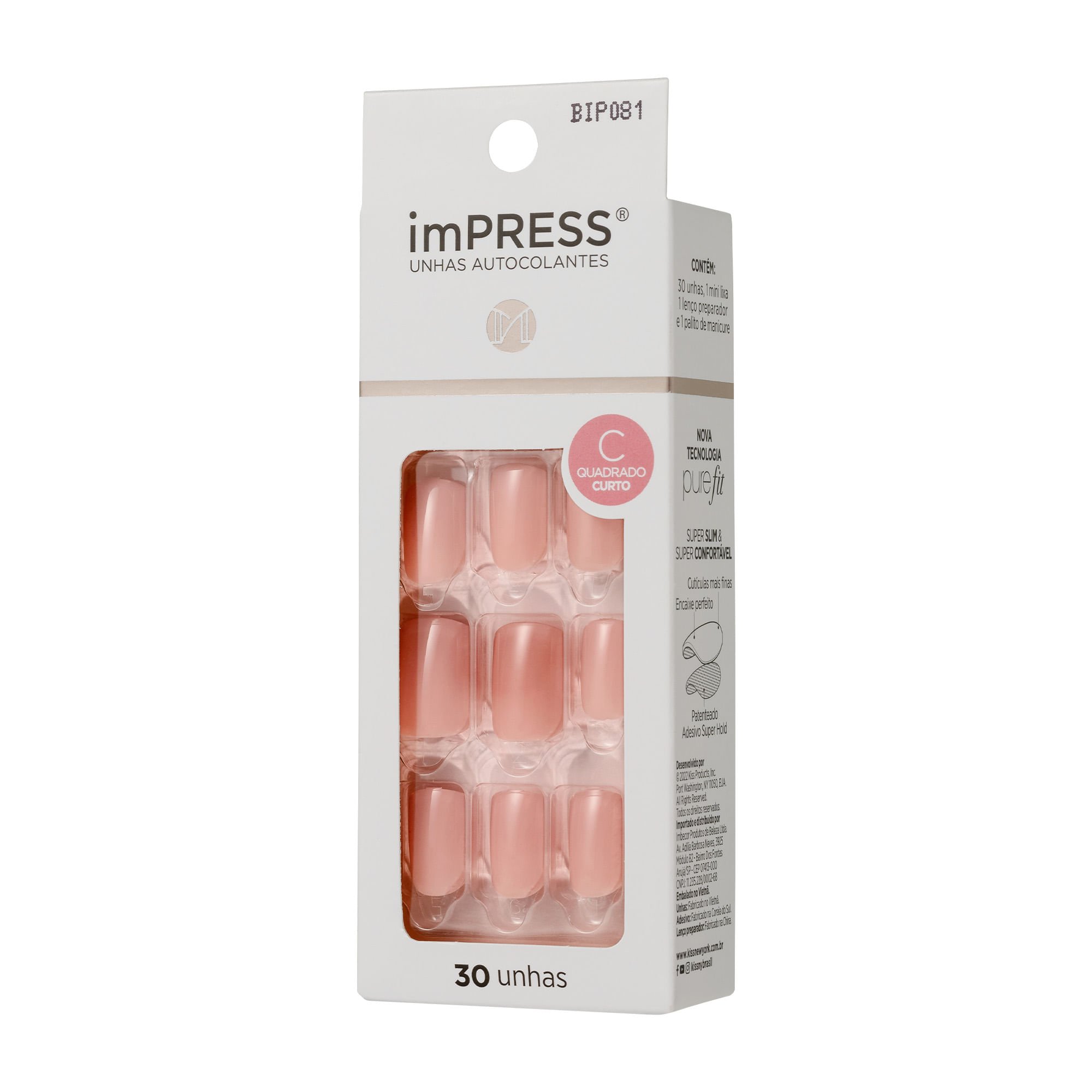 Unha Postiça Autocolante imPress curta Summer Love - Kiss New York Summer Love 5