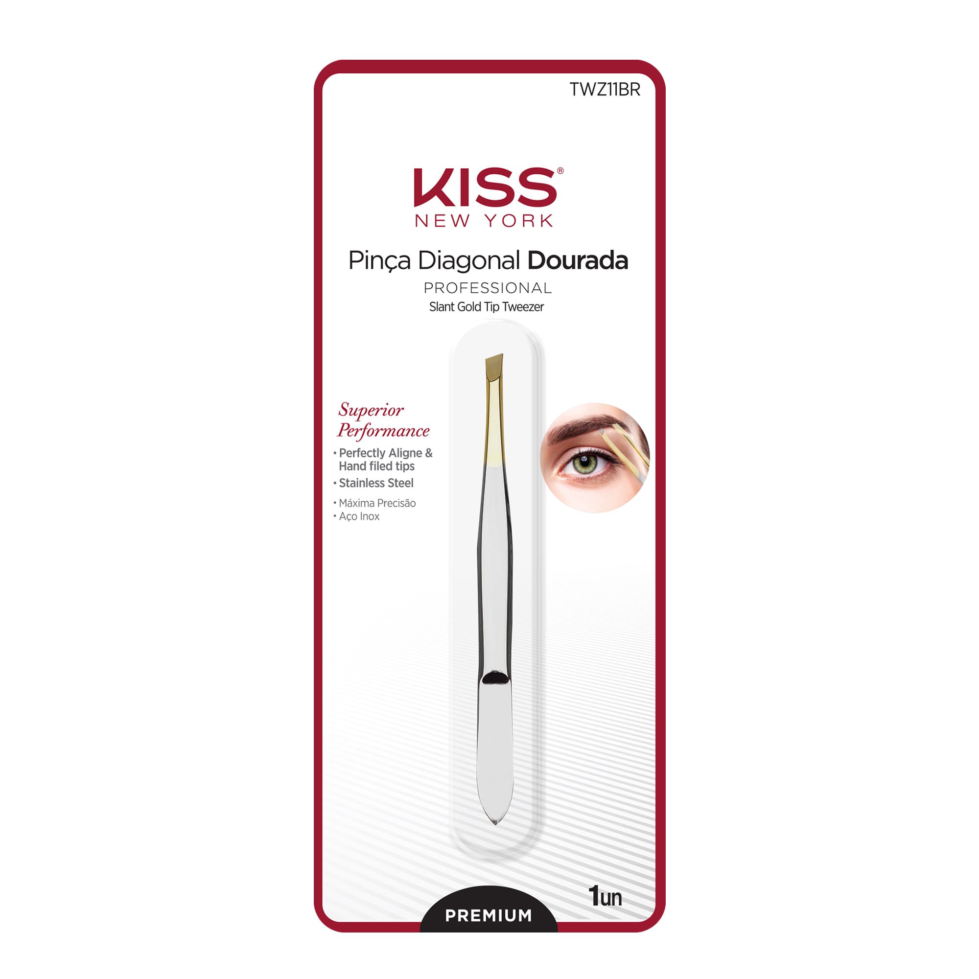 Pinça Ponta Diagonal Dourada Premium - Kiss New York ÚNICO 2