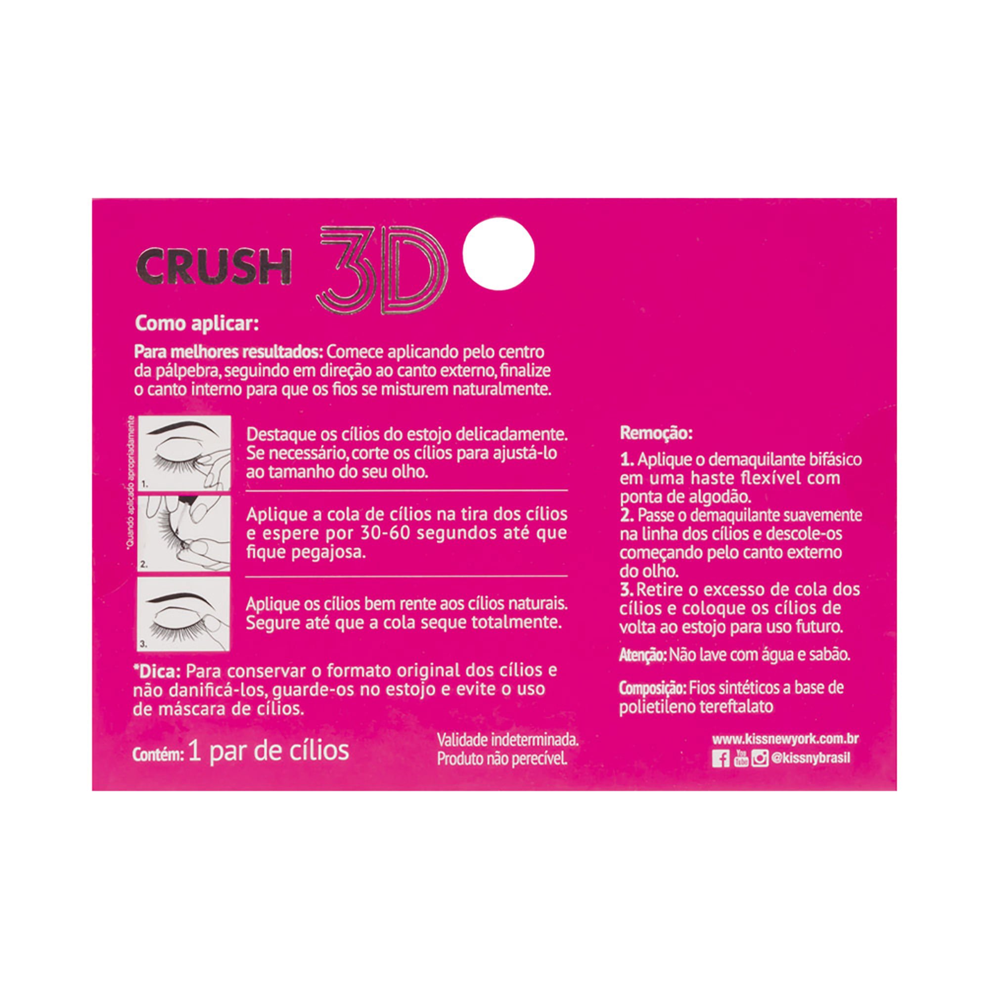 Cílios Postiços 3D Collection i-Envy Crush 155 - Kiss New York Preto 5