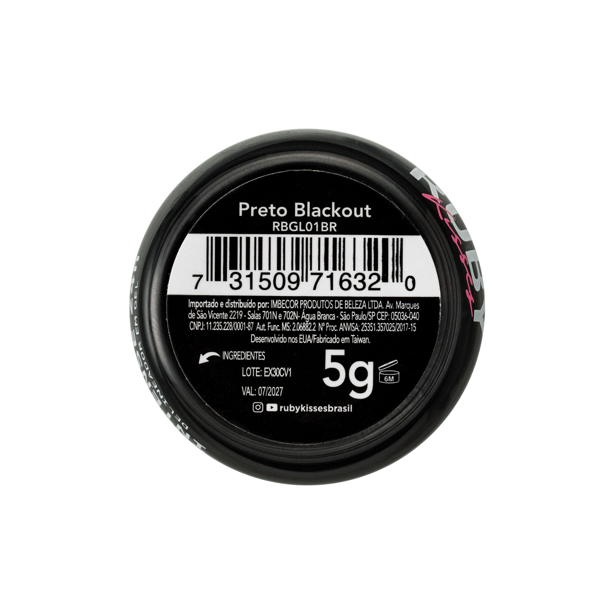 Delineador em Gel Intense 24h Preto Blackout - Ruby Kisses Preto 3