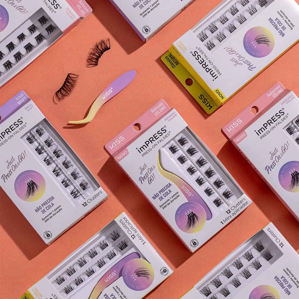 Cílios Postiços imPRESS Mini REFIL Atraente Natural - Kiss New York Preto 5