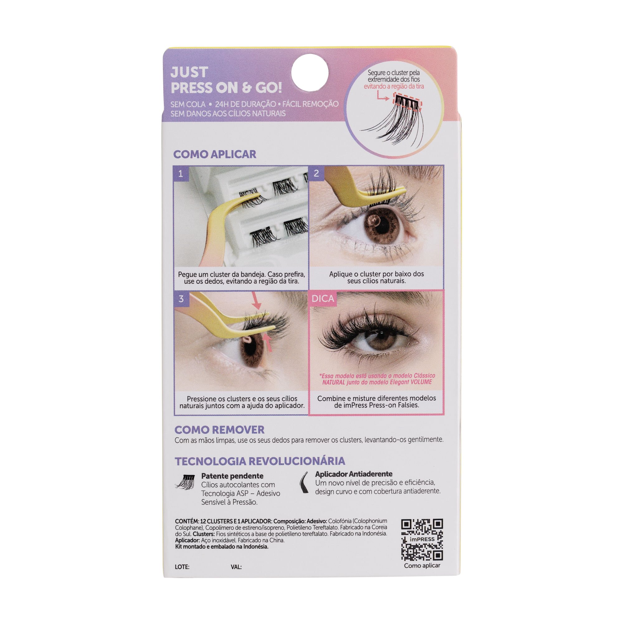 Cílios Postiços imPRESS Mini KIT Clássico Natural - Kiss New York Preto 3