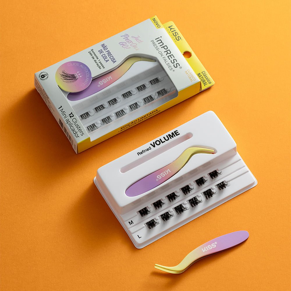 Cílios Postiços imPRESS Mini KIT Clássico Natural - Kiss New York Preto 4
