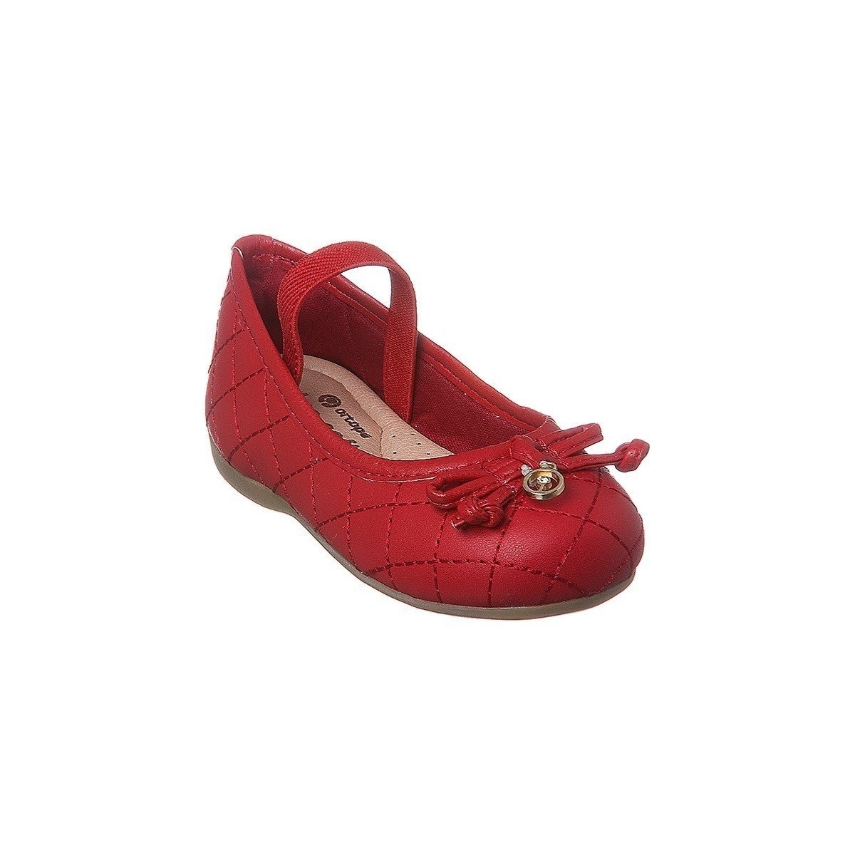 Sapatilha Infantil Ortopé Fofura Matelassê com Laço Vermelha Vermelho 1