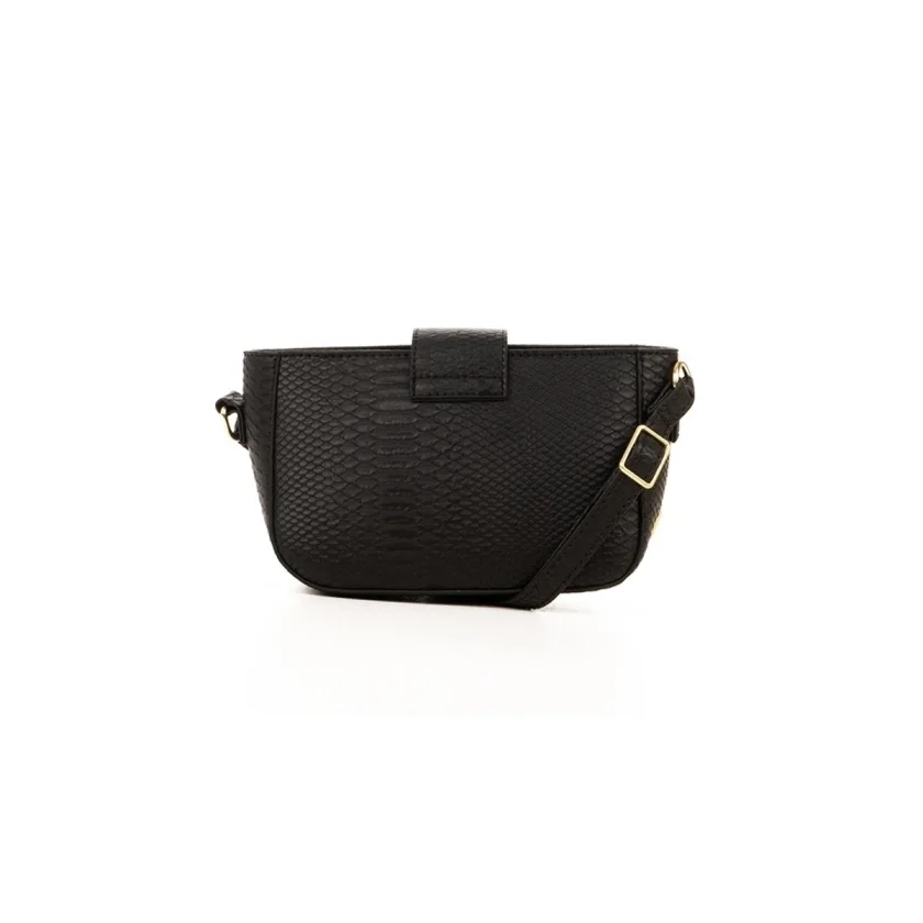 Mini Bolsa Feminina Rafitthy Preta Detalhe Corrente Dourada Preto 3