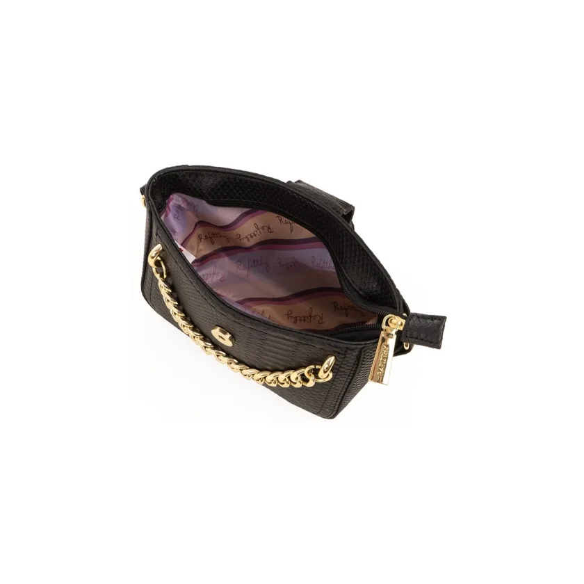 Mini Bolsa Feminina Rafitthy Preta Detalhe Corrente Dourada Preto 4