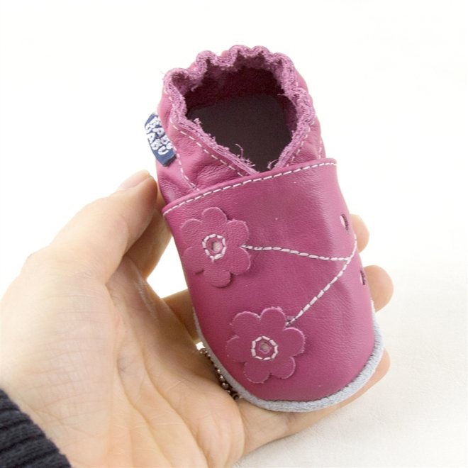 Sapatinho Babo Uabu Bebê Flor Rosa Escuro Rosa 5