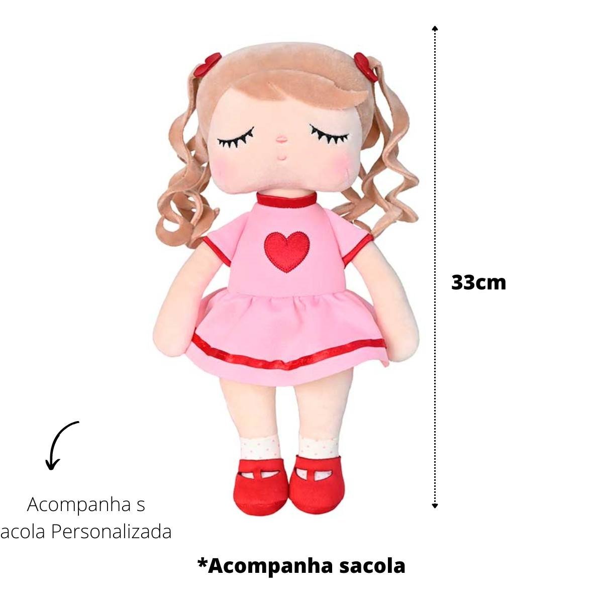 Boneca Metoo Cacheada Angela Tica Metoo Doll Rosa 2