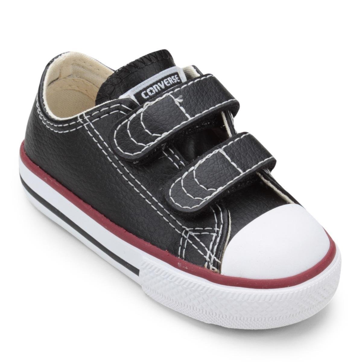 Couro Preto All Star Infantil Couro Velcro Tênis All Star Infantil