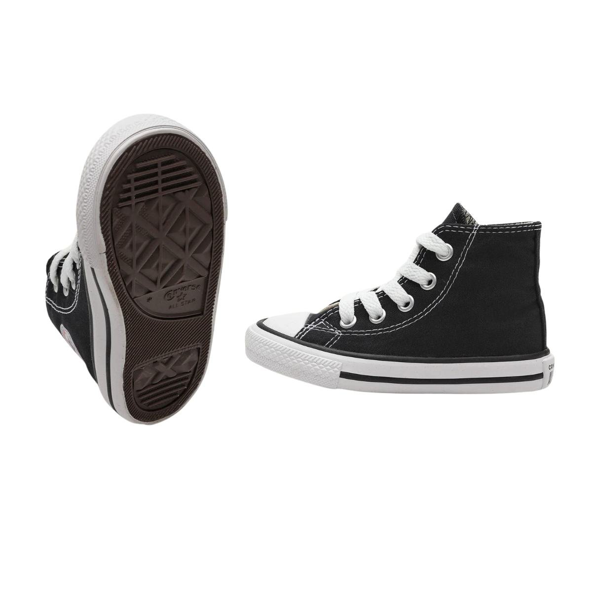 Tênis All Star Infantil Cano Alto Preto listra Preta Converse (18-25) Preto 2