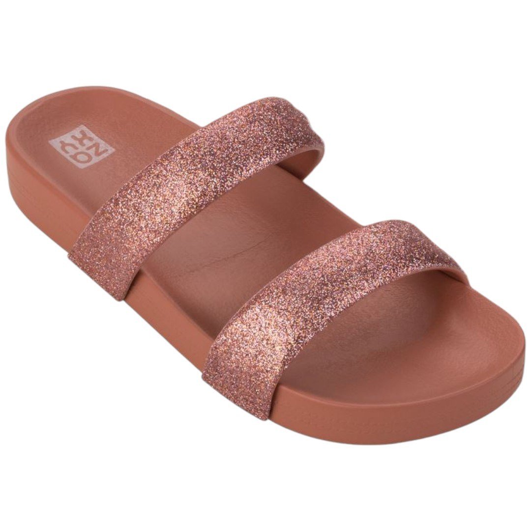 Sandália Papete Feminina Zaxy Bestie Glitter Metalizada Rose Glitter 2