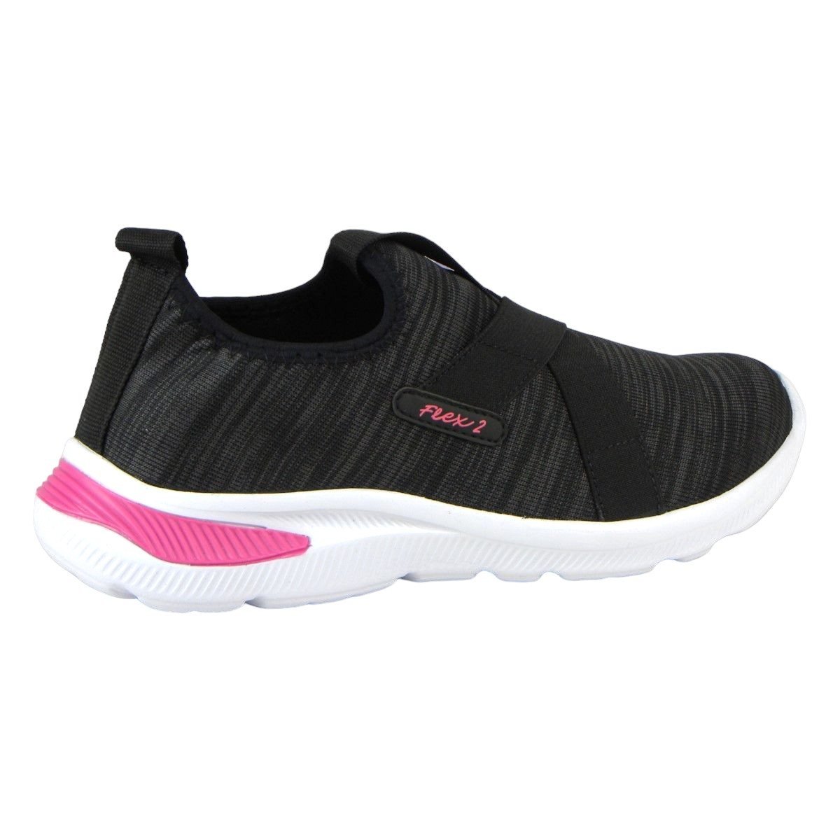 Tênis Casual Feminino Slip On Star Flex Preto/Pink 4