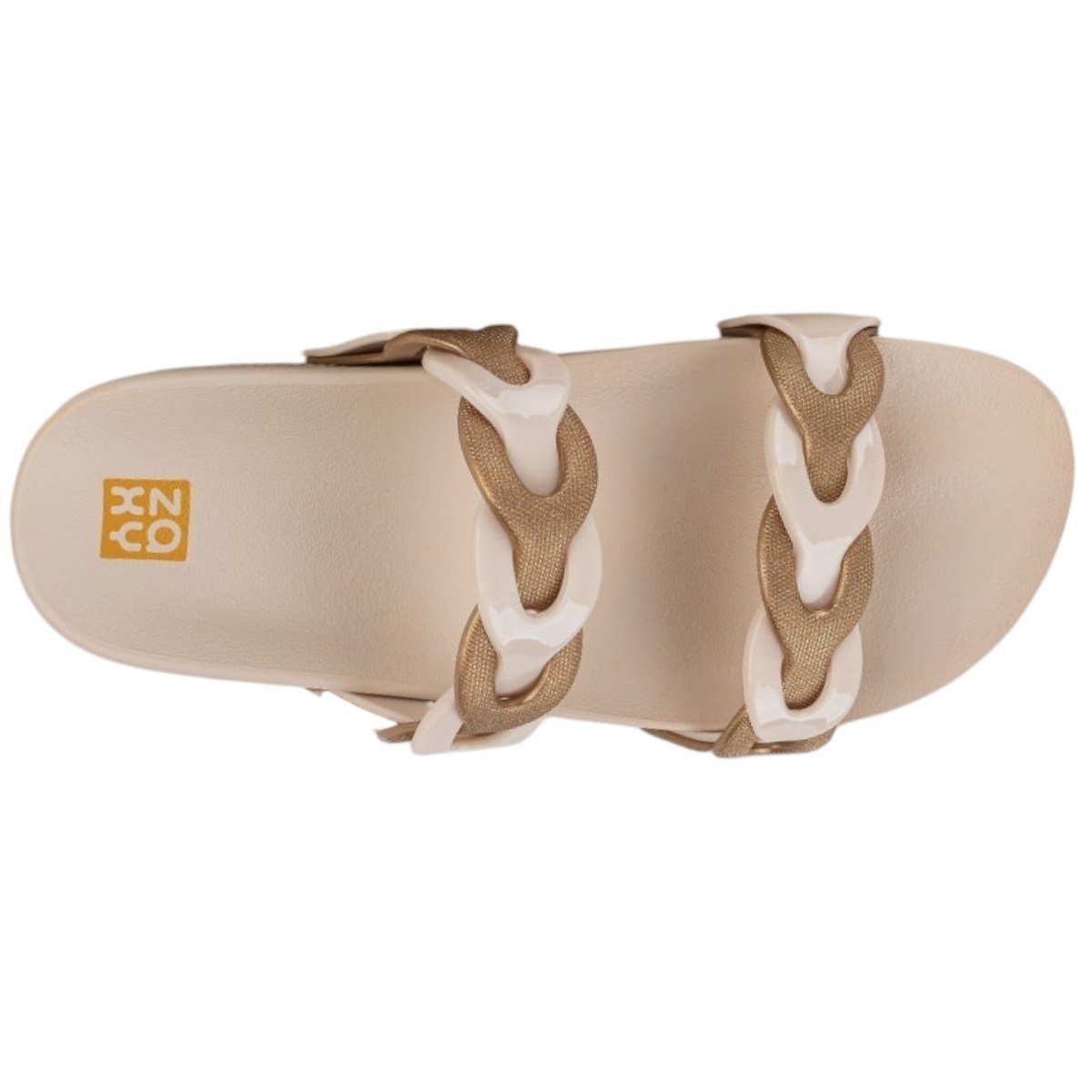 Sandália Slide Feminina Zaxy Glitz Solado Anatômico Conforto Off White 3