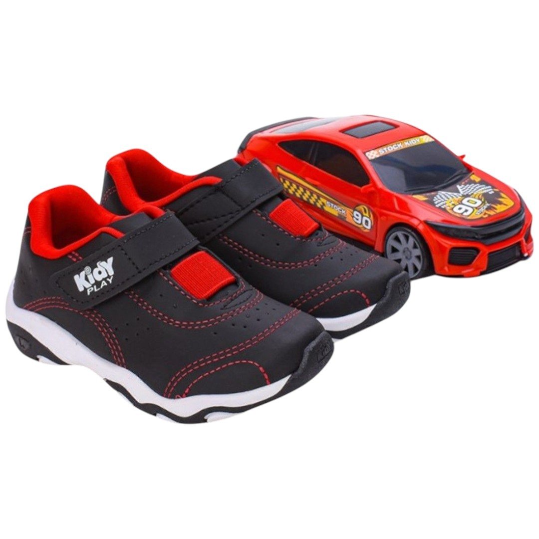 Tênis Infantil Menino Kidy Play Com Brinquedo Preto/Vermelho 2