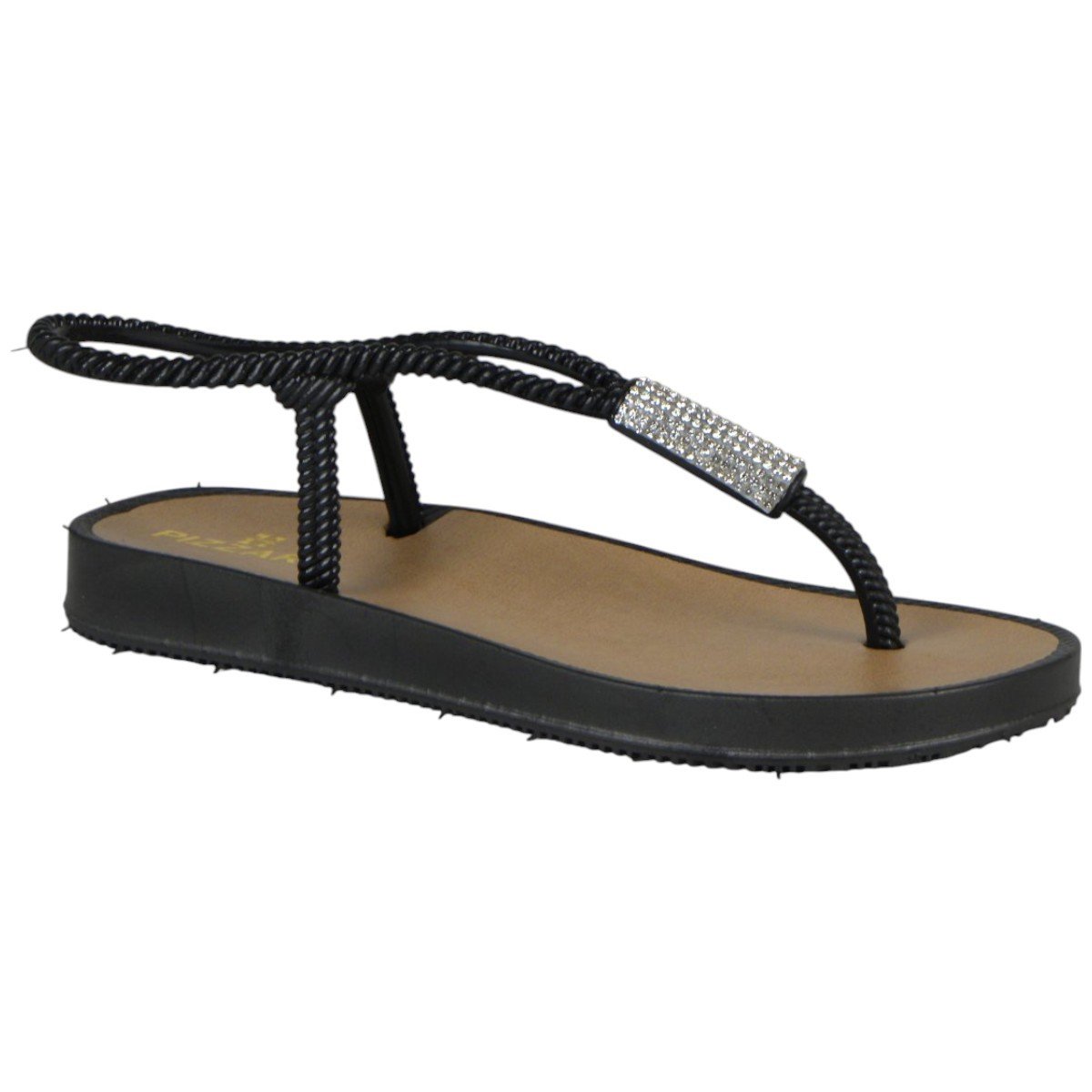 Sandália Rasteirinha  Feminina com Strass Bege 2