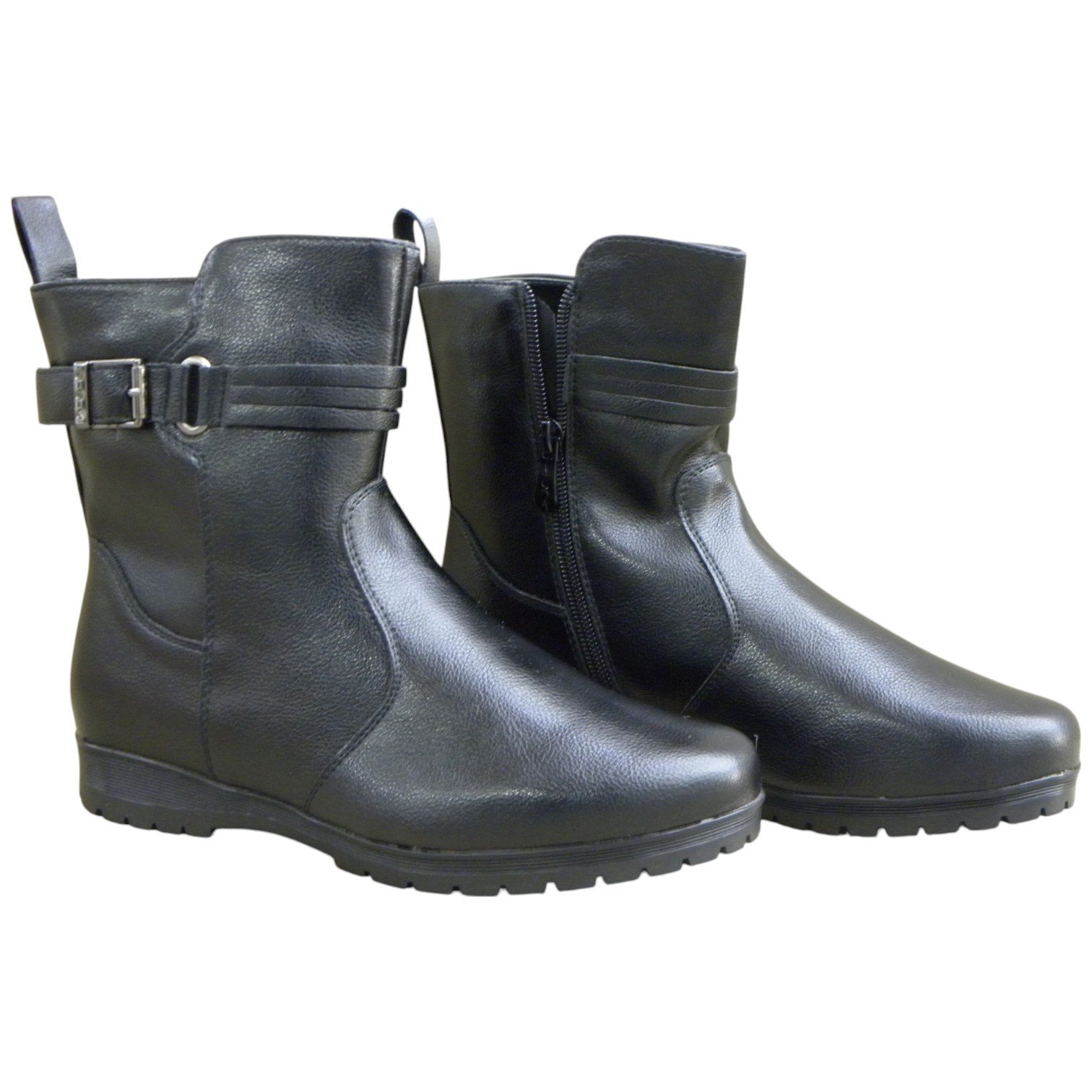 Bota Casual Feminina Mooncity Cano Curto Tratorada C Fivela Preto 2