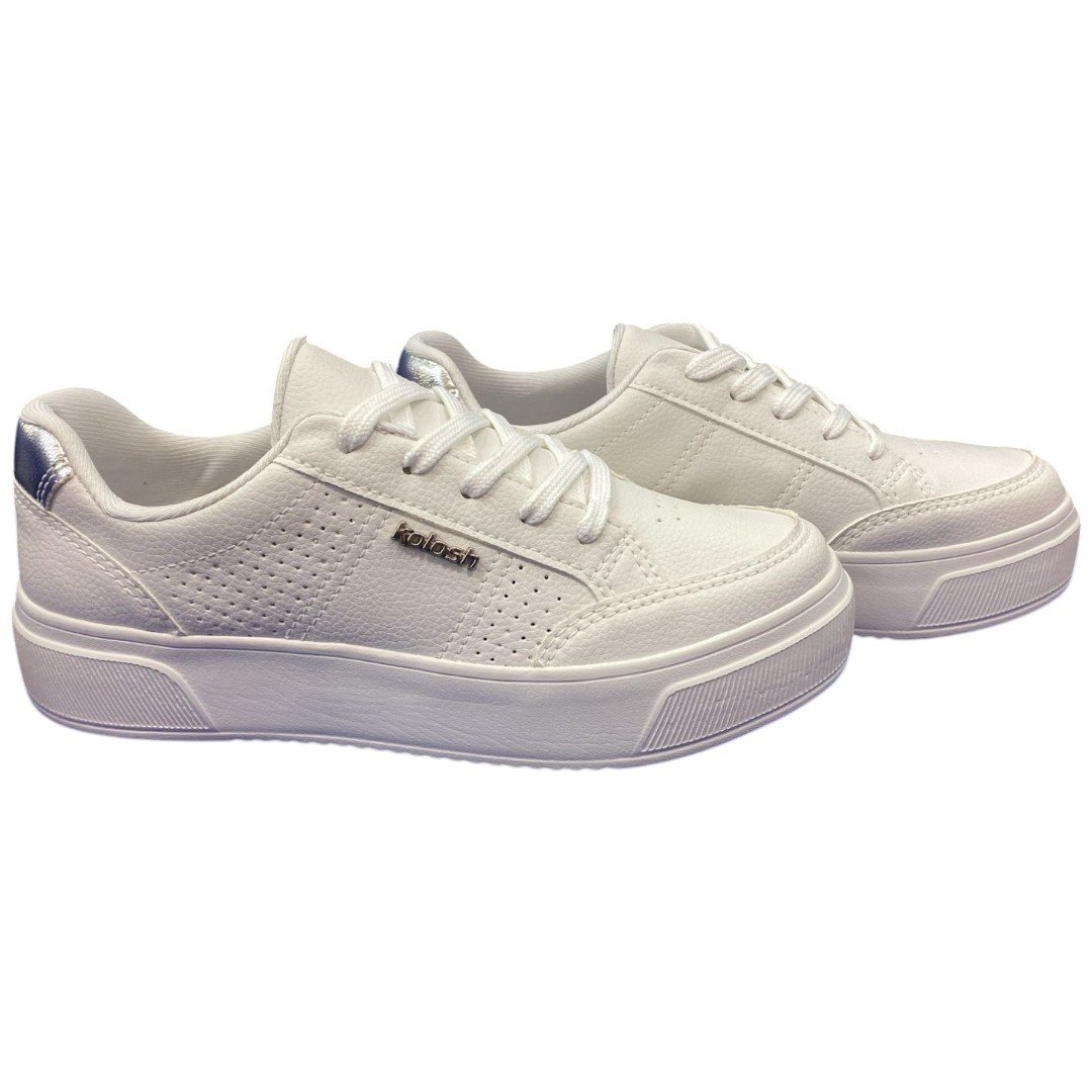 Tênis Casual Feminino Kolosh Century Flatform Ultraleve Branco 2