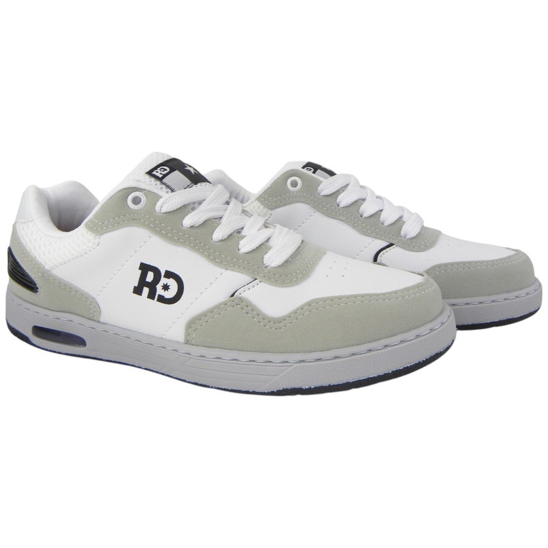 Tênis Casual Masculino Skatista Redikal 41 Sport Confortável Branco/Cinza 2