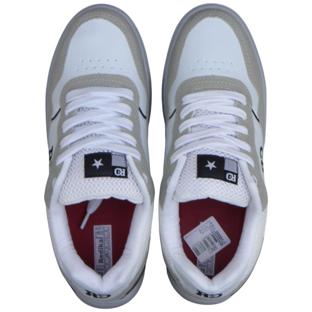 Tênis Casual Masculino Skatista Redikal 41 Sport Confortável Branco/Cinza 4
