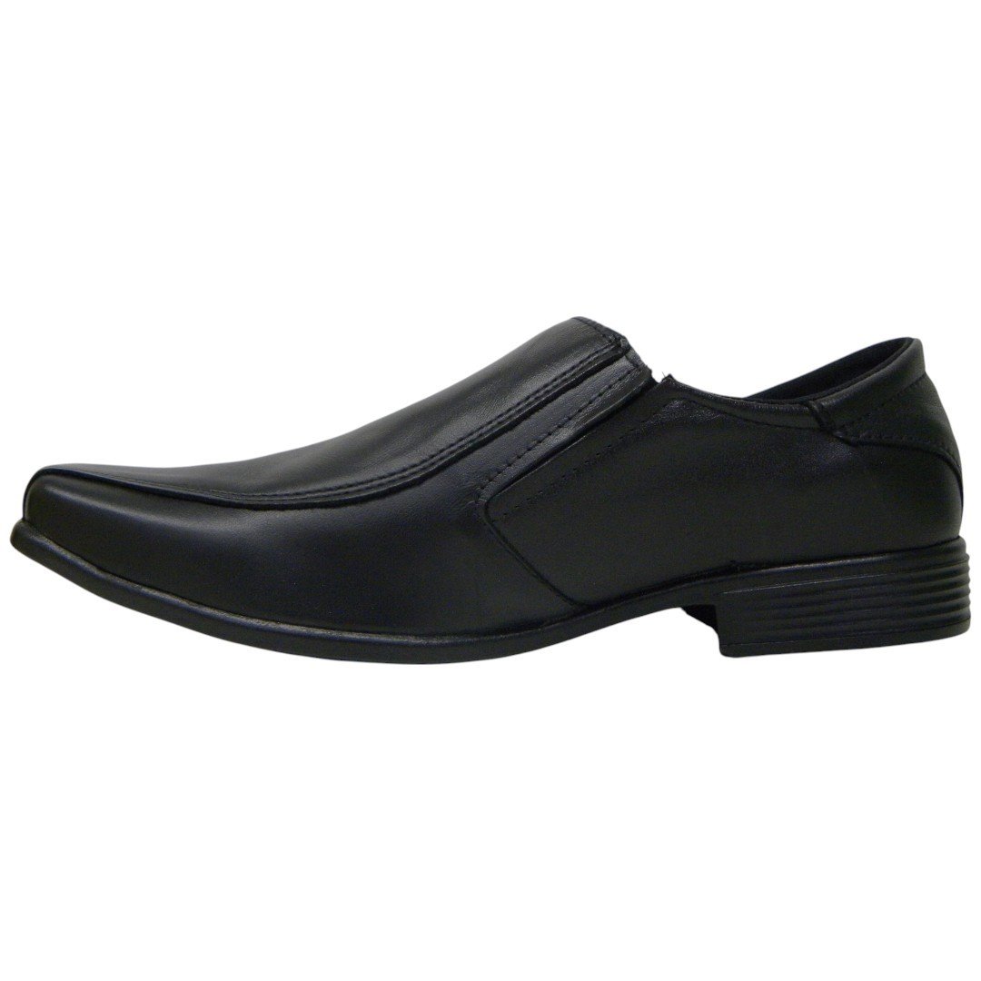 Sapato Social Masculino Sem Cadarço Bico Quadrado Couro 601 Preto 3