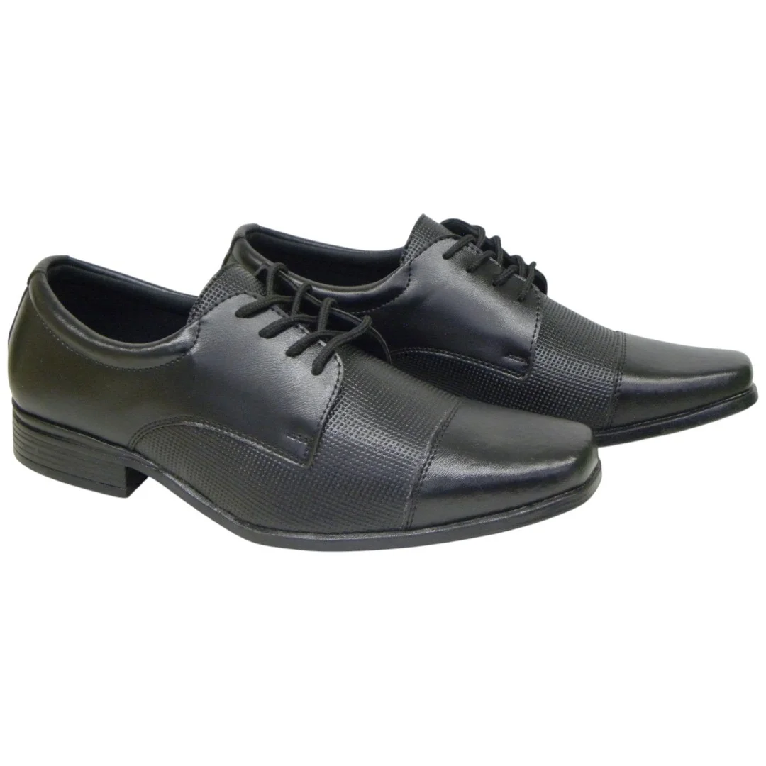 Sapato Social Masculino Com Cadarço Bico Quadrado Textura 00 Preto 2