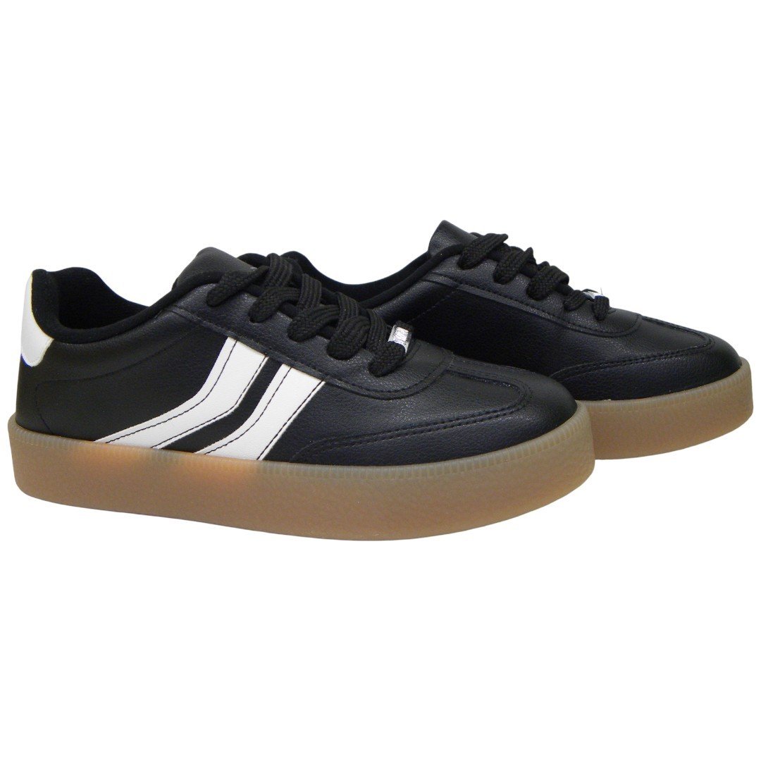 Tênis Casual Feminino Vizzano Gum Sole Confortável Tendência Preto/Branco 2
